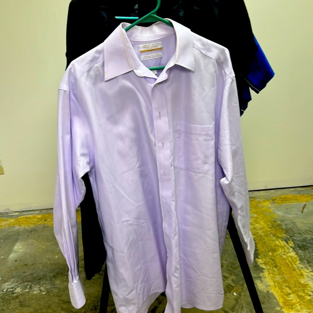 Mens Roundtree and Yorke Gold Label fitted dress shirt 15 1/2 33 Light purple